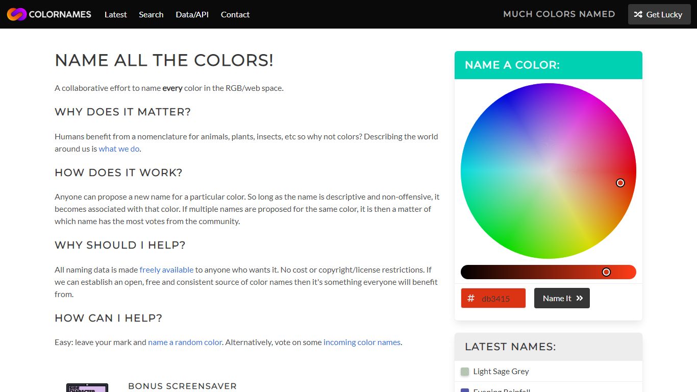 Name all the colors @ colornames.org